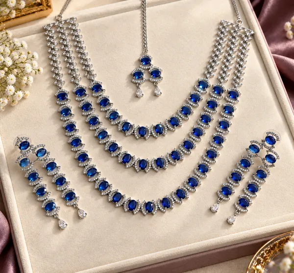 Blue_Brass_Silver_Tone_Chandelier_Drop_Earrings_For_Women