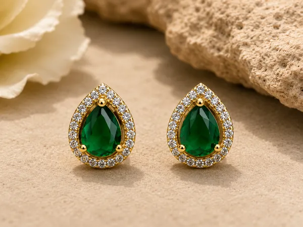 Green_Gold_Tone_Brass_Teardrop_Stone_Stud_Earrings_For_Women