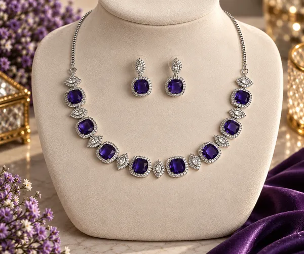 Purple_Brass_Square_Stone_Necklace_Set_For_Women