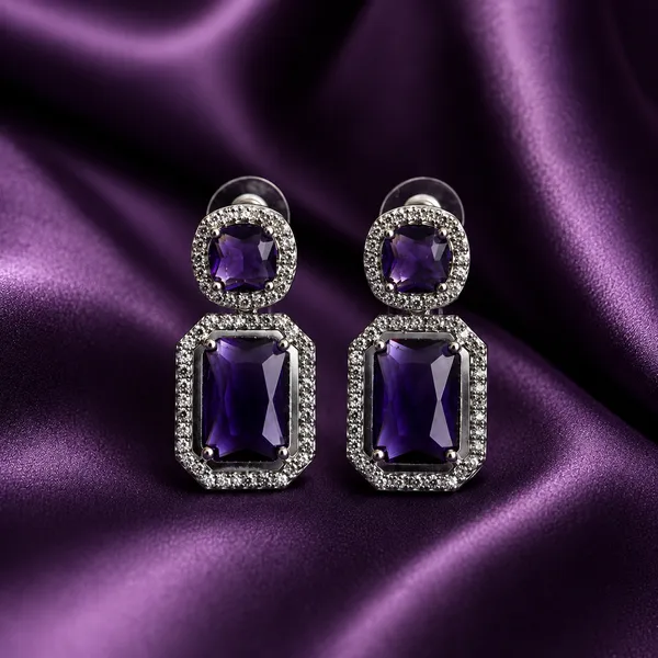 Purple_Brass_Geometric_Drop_Earrings_For_Women
