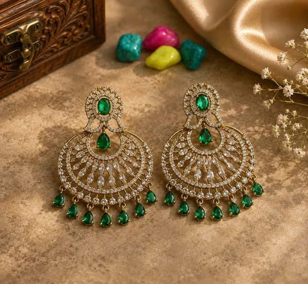 Green_Brass_Gold_Tone_Chandelier_Earrings_For_Women