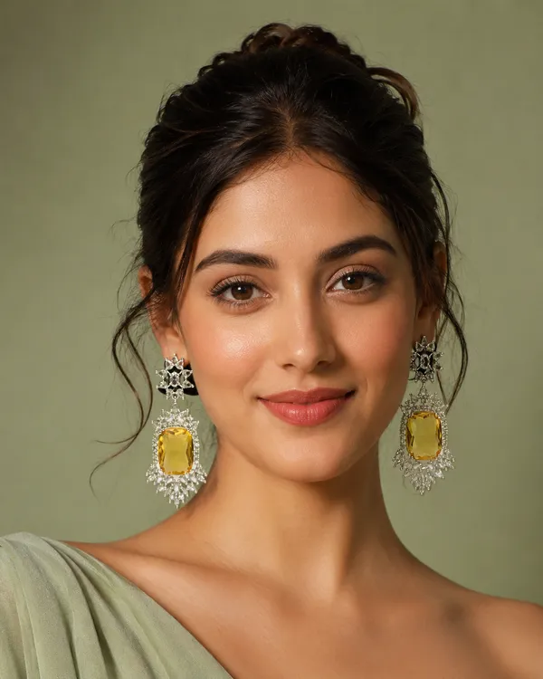 Yellow_Brass_Floral_Stone_Drop_Earrings_For_Women