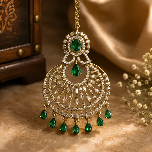 Gold_Tone_Green_Stone_Chandelier_Maang_Tikka_For_Women