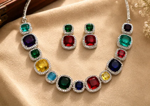 Multicolour_Brass_Statement_Necklace_Earrings_Set_For_Women
