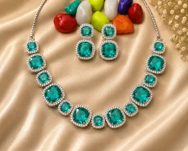 Green_Brass_Oval_Stone_Necklace_Earrings_Set_For_Women