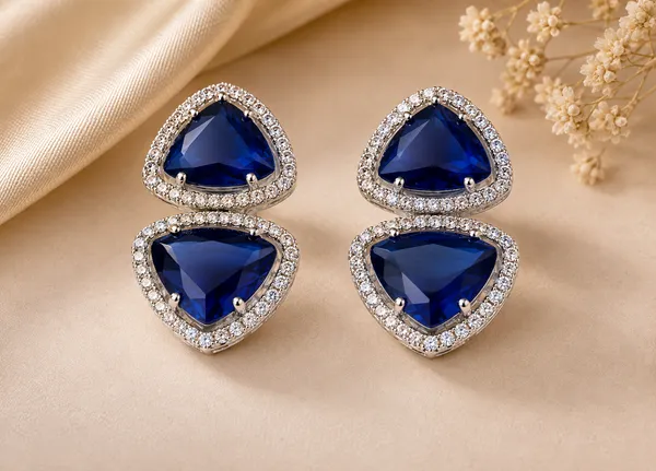 Blue_Rhinestone_Triangular_Brass_Necklace_Set_For_Women