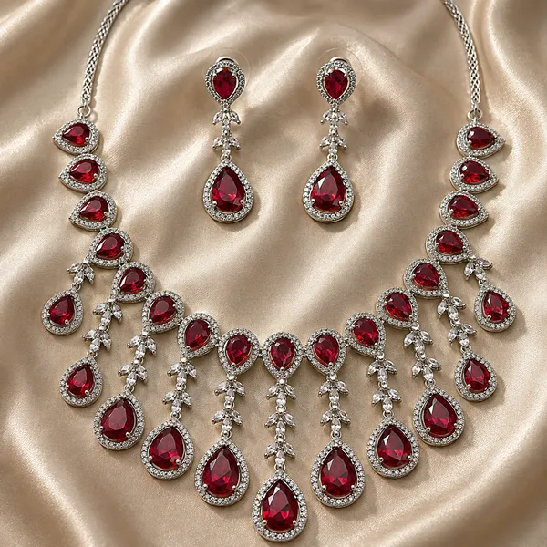 Red_Brass_Teardrop_Stone_Statement_Necklace_Set_For_Women