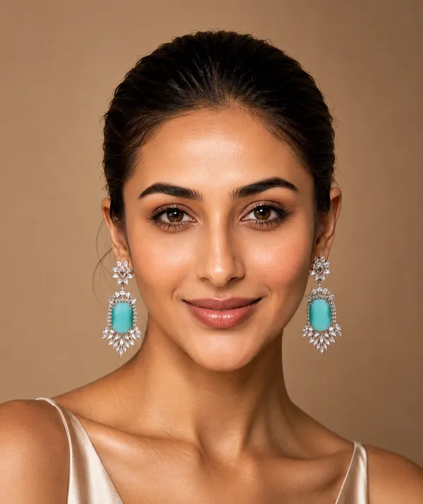 Green_Brass_Silver_Tone_Stone_Drop_Earrings_For_Women