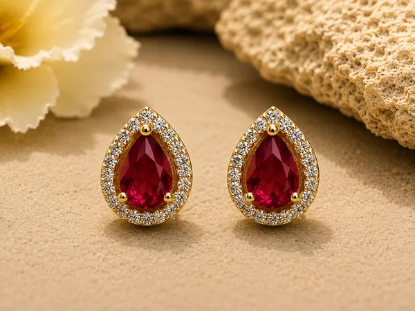 Gold_Red_Brass_Teardrop_Stone_Stud_Earrings_For_Women