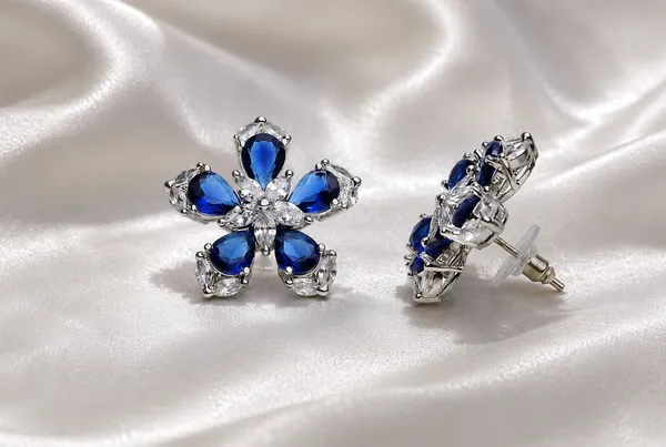 Blue_Brass_Floral_Stone_Stud_Earrings_For_Women
