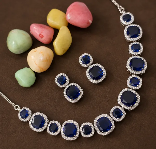 Blue_Brass_Faceted_Stone_Necklace_And_Earrings_Set_For_Women