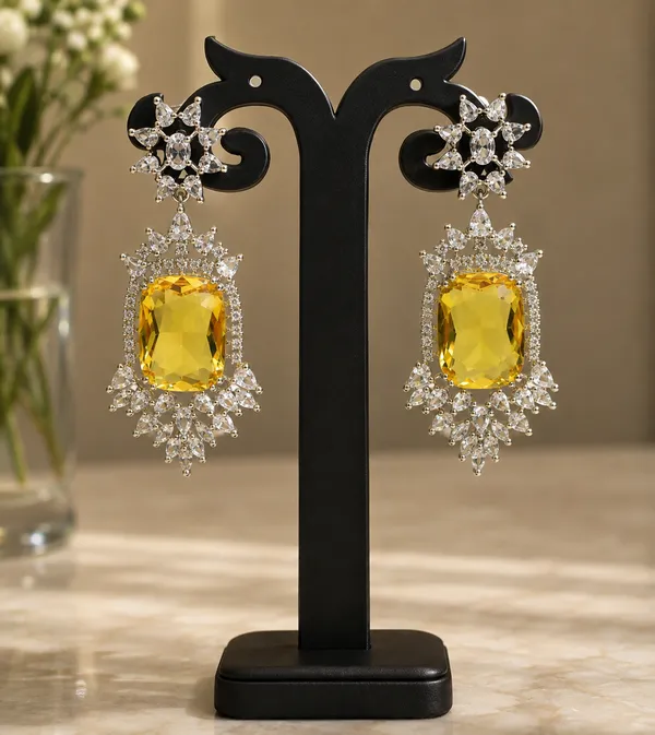 Yellow_Brass_Floral_Stone_Drop_Earrings_For_Women