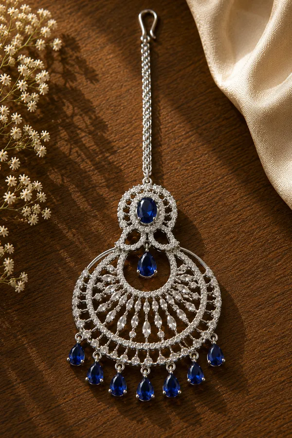 Blue_Brass_Filigree_Stone_Maang_Tikka_For_Women