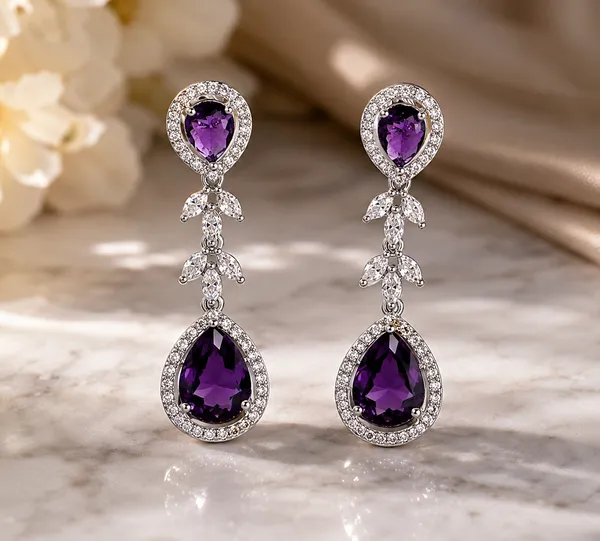 Purple_Brass_Teardrop_Stone_Statement_Necklace_Set_For_Women