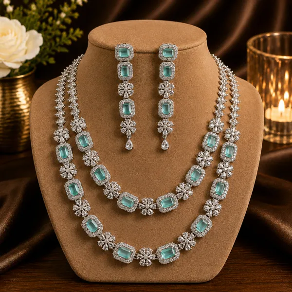 Green_Silver_Tone_Brass_Rectangular_Stone_Necklace_Set_For_Women