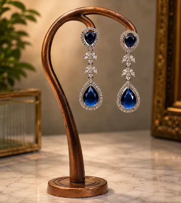 Blue_Brass_Layered_Teardrop_Stone_Necklace_Set_For_Women