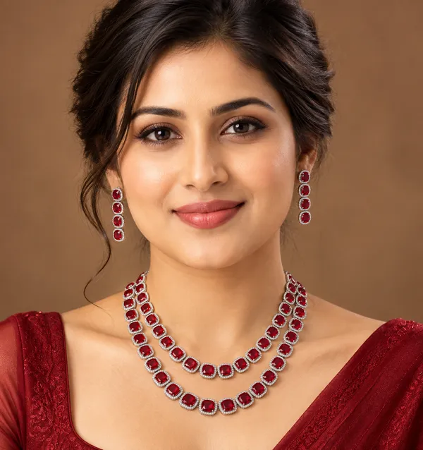 Red_Silver_Tone_Brass_Layered_Stone_Necklace_Set_For_Women
