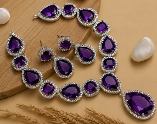 Purple_Brass_Stone_Necklace_And_Earrings_Set_For_Women