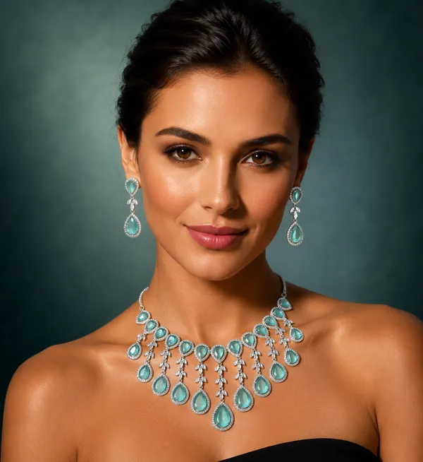 Mint_Green_Brass_Teardrop_Stone_Necklace_Set_For_Women