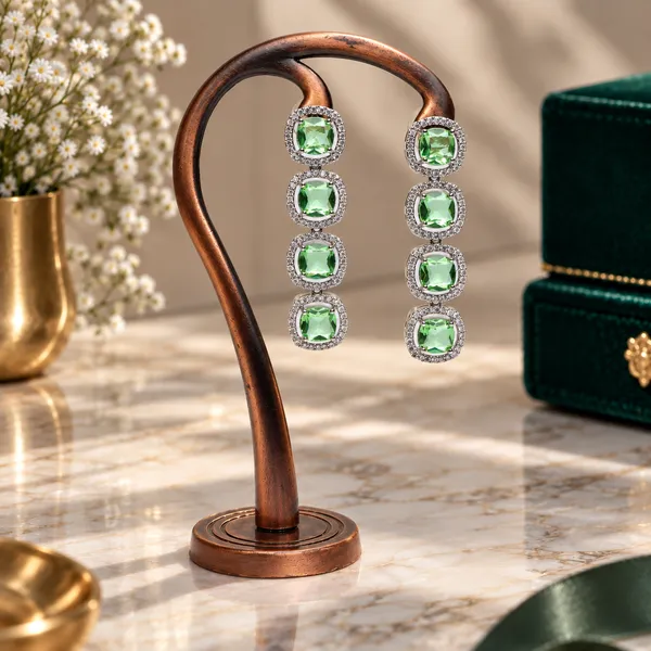 Green_Brass_Square_Stone_Necklace_And_Earrings_Set_For_Women
