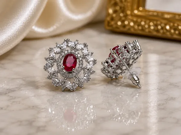 Red_Brass_Oval_Crystal_Floral_Stud_Earrings_For_Women