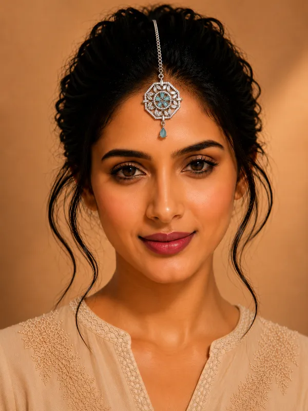 Silver_Tone_Blue_Floral_Stone_Maang_Tikka_For_Women