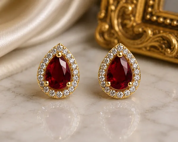 Gold_Red_Brass_Teardrop_Drop_Earrings_For_Women