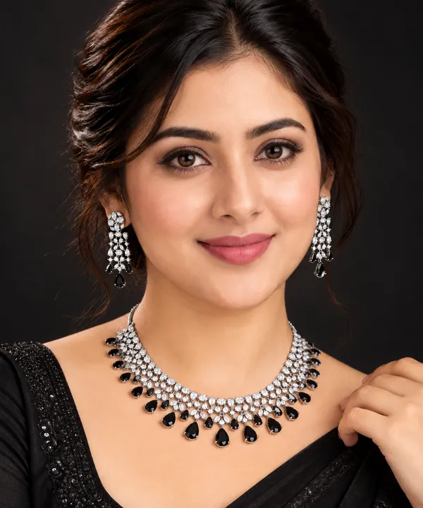 Black_Silver_Tone_Brass_Stone_Necklace_Set_For_Women