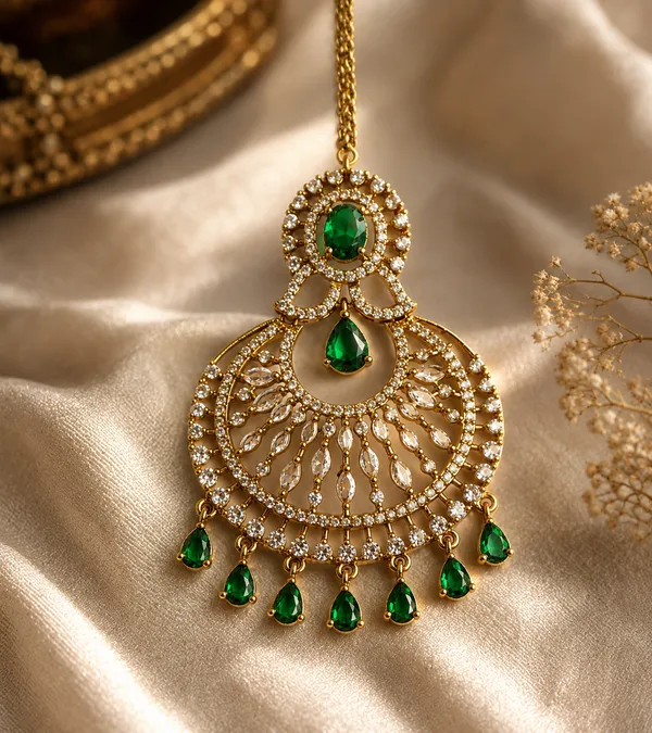Gold_Tone_Green_Stone_Chandelier_Maang_Tikka_For_Women
