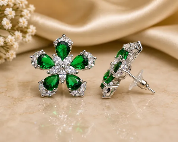 Green_Floral_Cluster_Stone_Stud_Earrings_For_Women