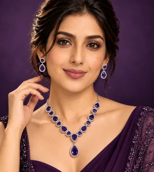 Purple_Brass_Stone_Necklace_And_Earrings_Set_For_Women
