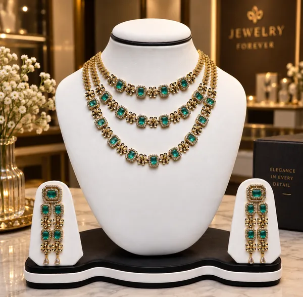 Green_Brass_Gold_Tone_Layered_Stone_Necklace_Set_For_Women