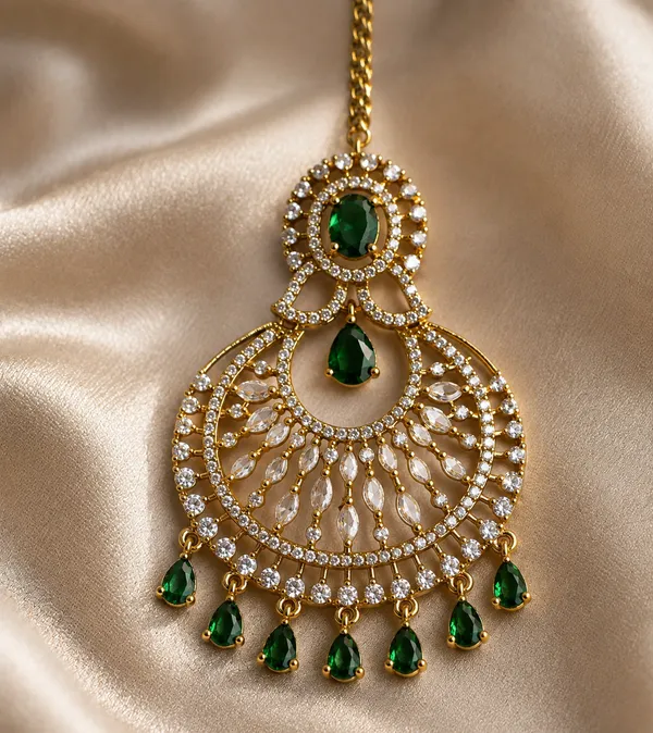 Gold_Tone_Green_Stone_Chandelier_Maang_Tikka_For_Women
