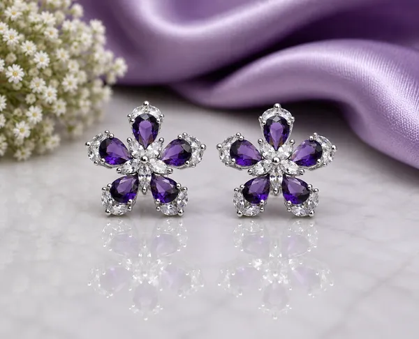 Purple_Brass_Floral_Stud_Earrings_For_Women
