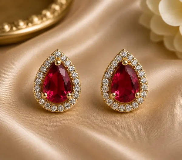 Gold_Red_Brass_Teardrop_Stone_Stud_Earrings_For_Women