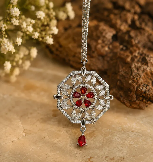 Silver_Red_Brass_Geometric_Stone_Maang_Tikka_For_Women