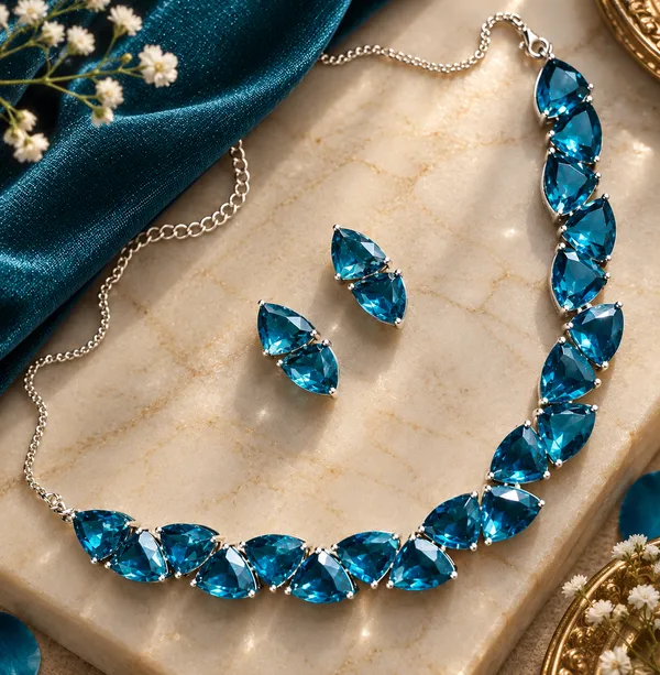 Blue_Brass_Crystal_Silver_Tone_Necklace_Earrings_Set_For_Women