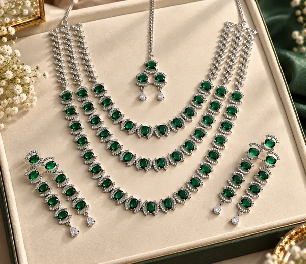 Green_Brass_Silver_Tone_Stone_Necklace_Set_For_Women