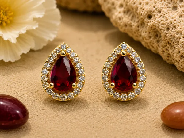 Gold_Red_Brass_Teardrop_Drop_Earrings_For_Women