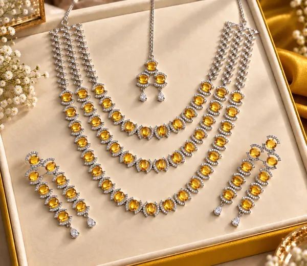 Yellow_Brass_Bridal_Stone_Necklace_Earrings_Maang_Tikka_Set_For_Women