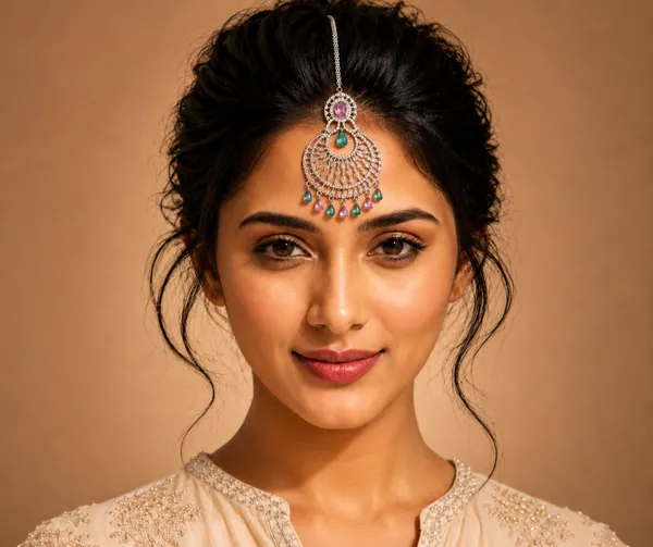 Silver_Brass_Multicolour_Stone_Round_Maang_Tikka_For_Women