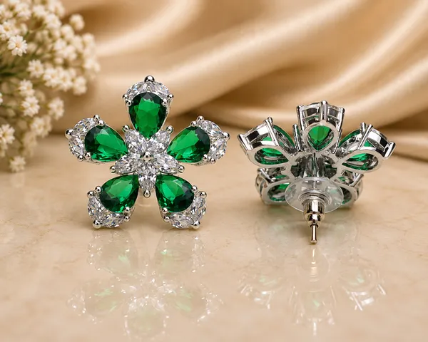 Green_Floral_Cluster_Stone_Stud_Earrings_For_Women