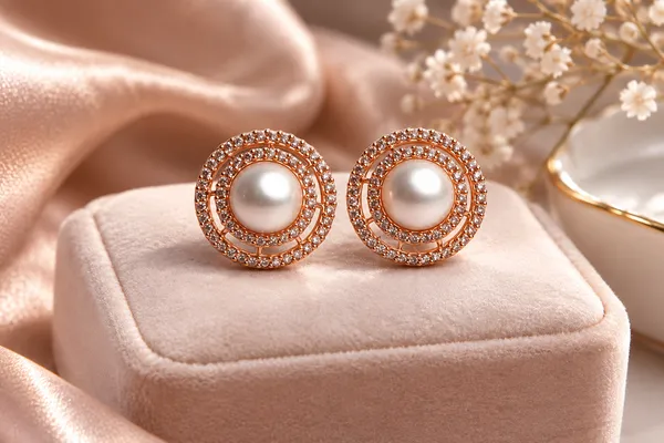 Rose_Gold_Tone_Pearl_Stud_Earrings_For_Women