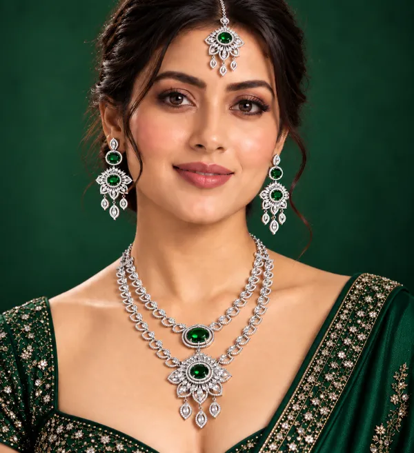 Green_Brass_Silver_Tone_Stone_Bridal_Necklace_Set_For_Women