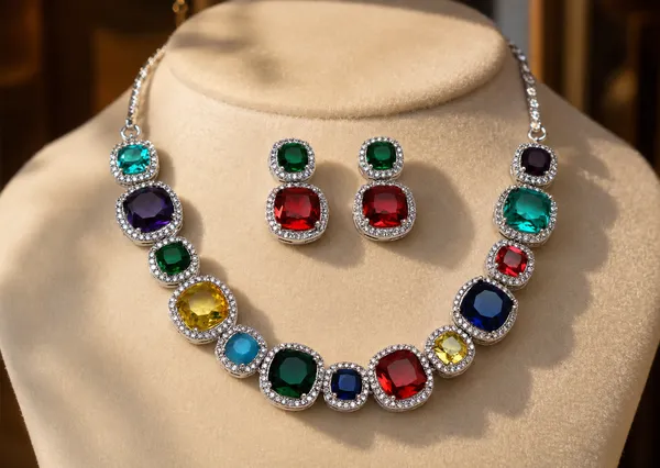 Multicolour_Brass_Statement_Necklace_Earrings_Set_For_Women