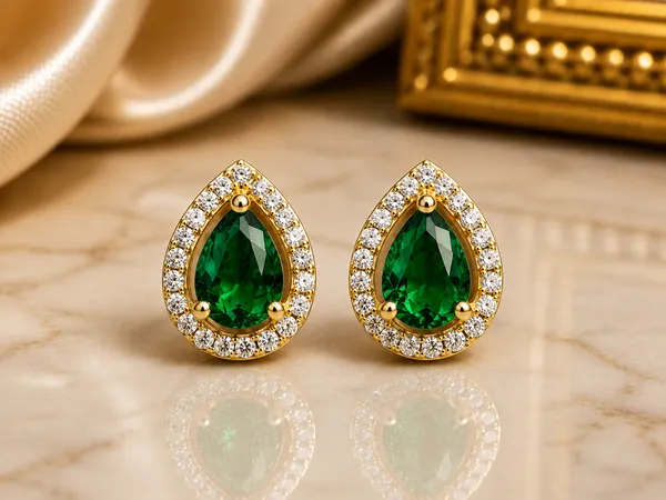 Green_Gold_Tone_Brass_Teardrop_Stone_Stud_Earrings_For_Women