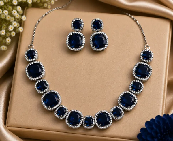 Blue_Brass_Faceted_Stone_Necklace_And_Earrings_Set_For_Women