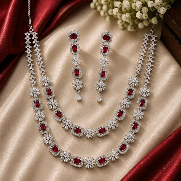 Silver_Red_Stone_Layered_Brass_Necklace_Set_For_Women