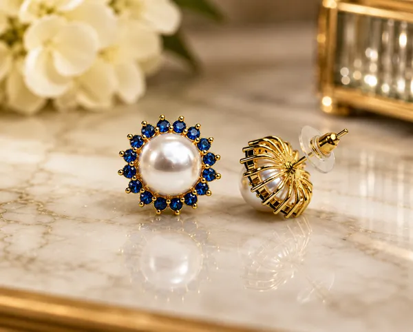Blue_Gold_Brass_Pearl_Stone_Round_Stud_Earrings_For_Women