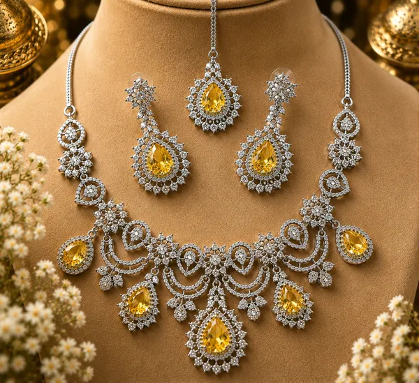 Yellow_Brass_Silver_Tone_Stone_Necklace_Set_For_Women